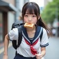 遅刻する食パン少女　出典: フリー百科事典『◯ィキペディア（◯ikipedia）』 2枚目