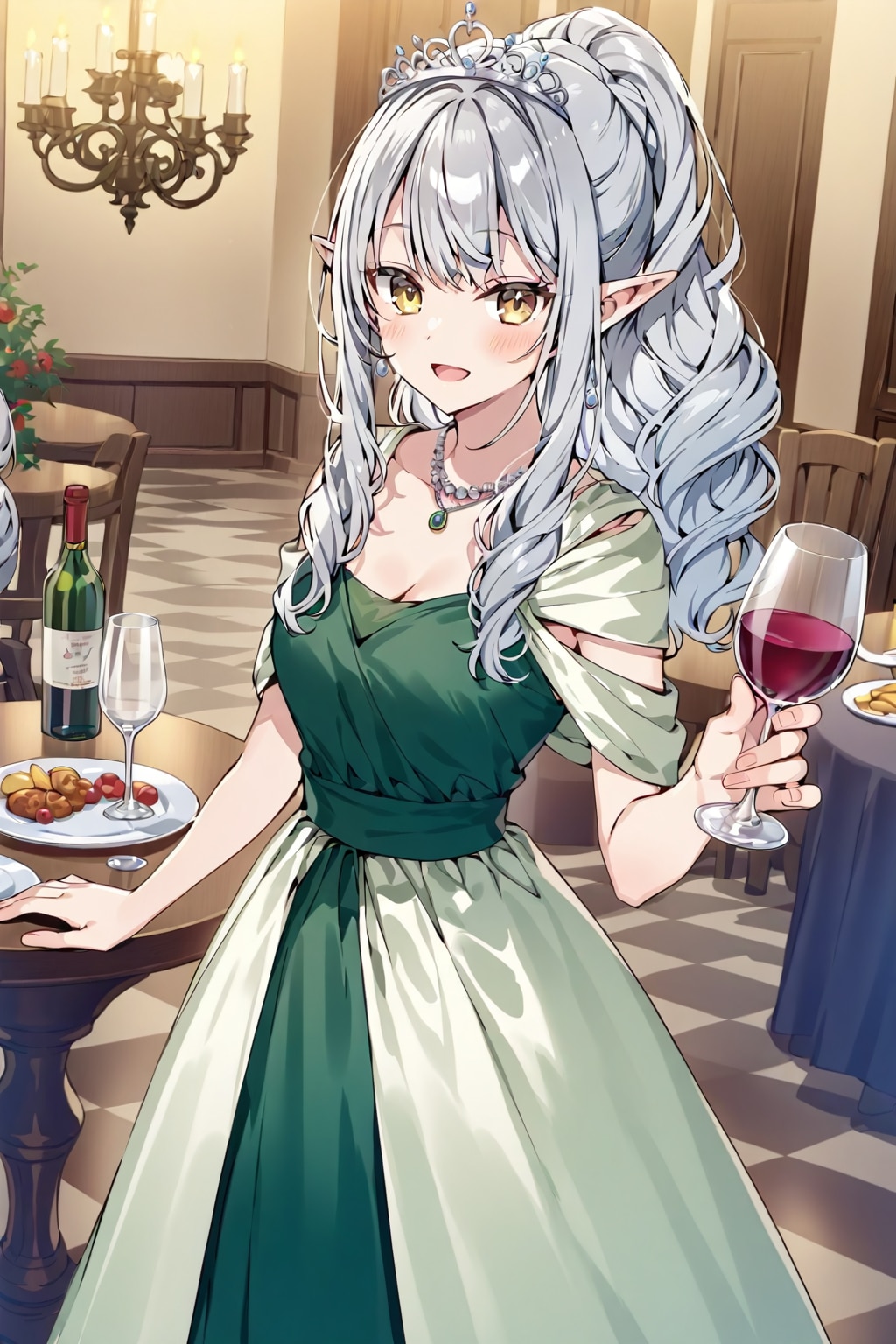 立食パーティーに来た銀髪エルフの女の子 | の人気AIイラスト・グラビア