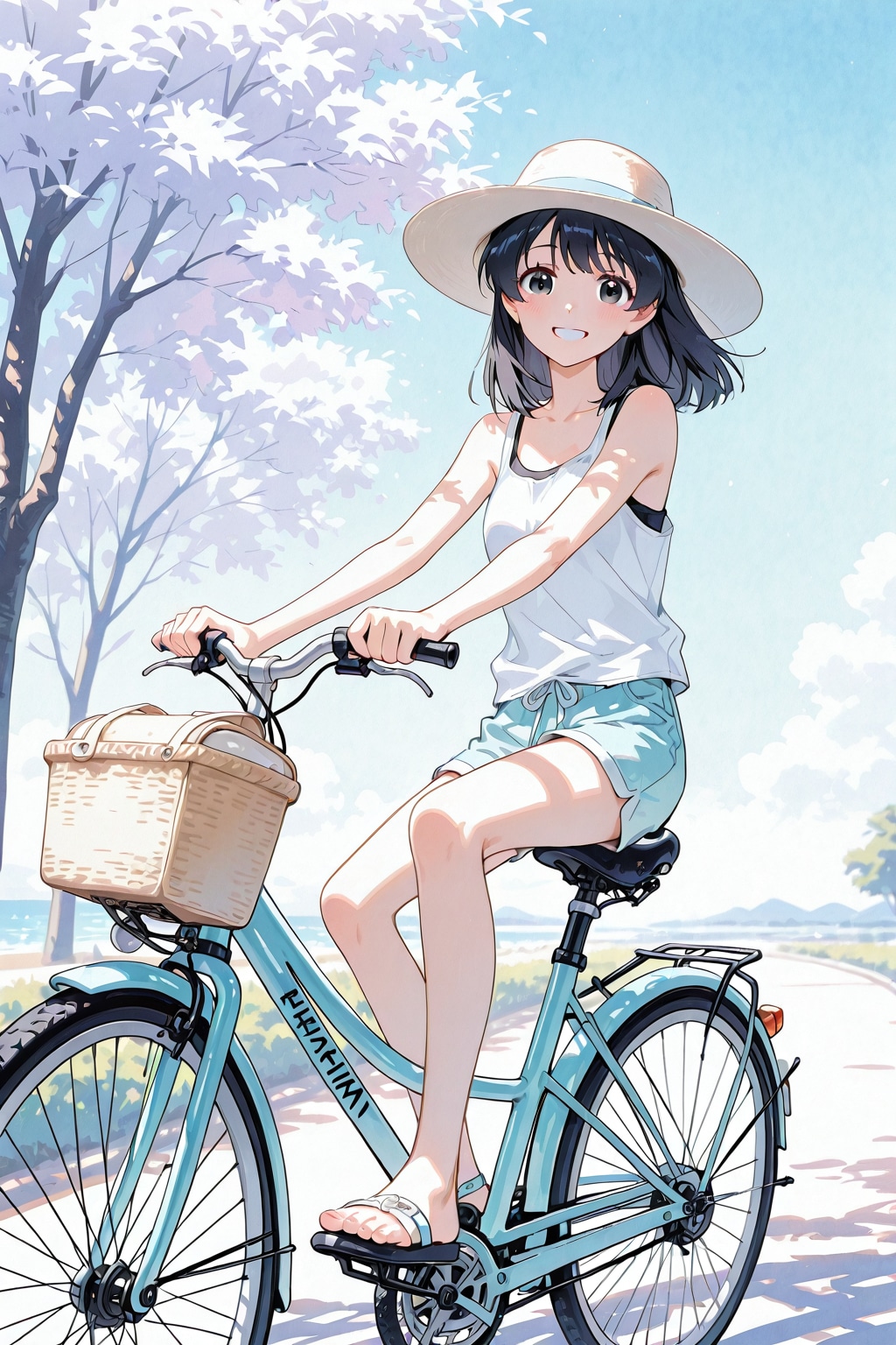 タンクトップでサイクリング