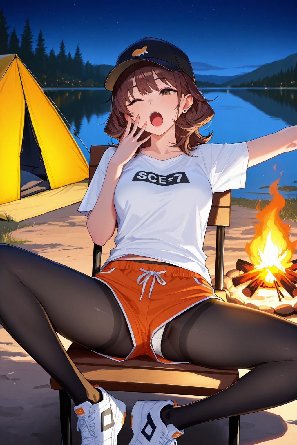 キャンプに来たOLさん