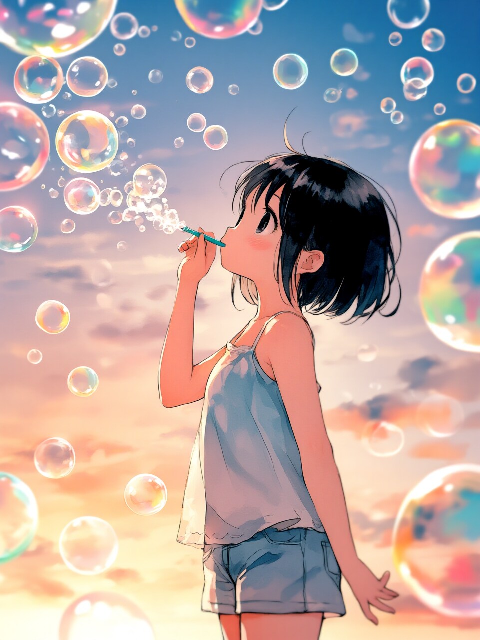 夕焼けシャボン玉 | の人気AIイラスト・グラビア
