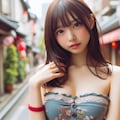チューブトップ女子 12枚目