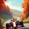 雪と紅葉が舞う中を走るF1 3枚目
