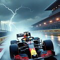 雪と紅葉が舞う中を走るF1 6枚目