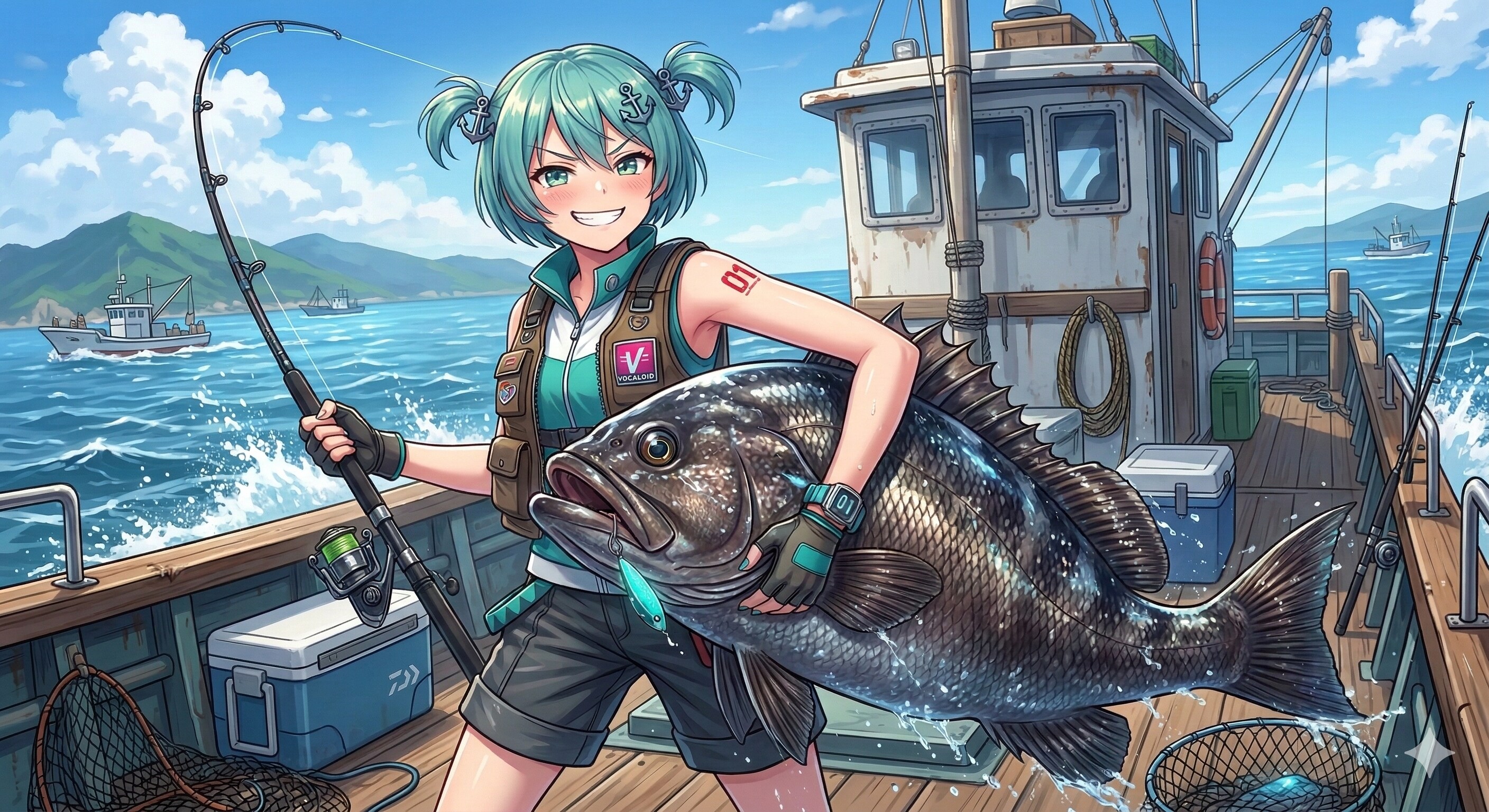 巨大クエ?ゲットでドヤ顔ミクさん😁 | の人気AIイラスト・グラビア