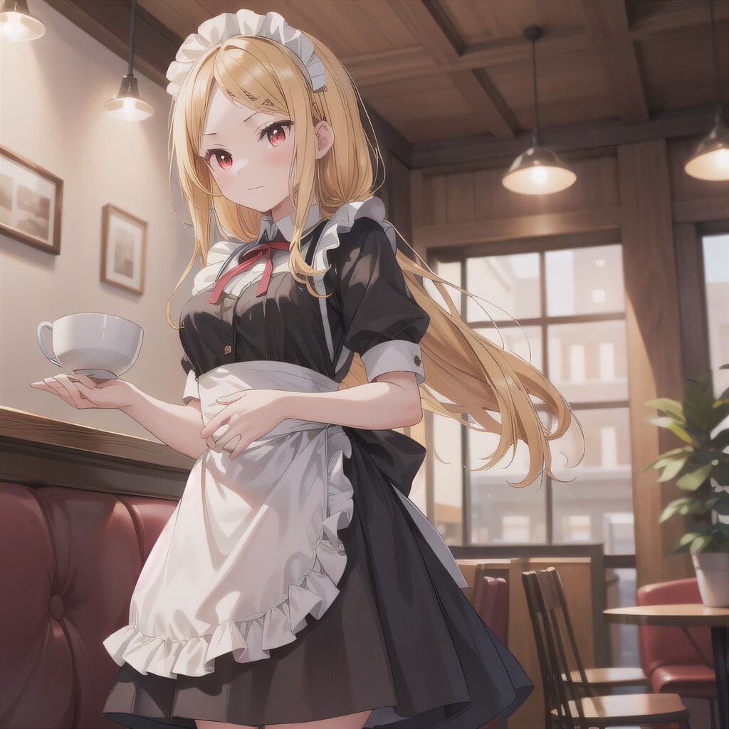 金髪ロングでカフェの少女５