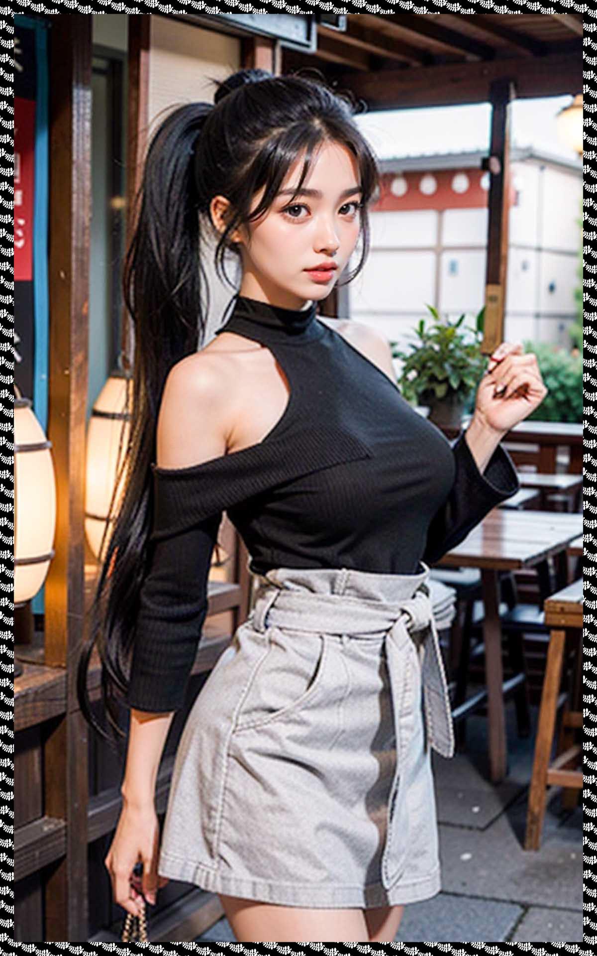 ポニテ巨乳の私服　Private clothes with big breasts in ponytail