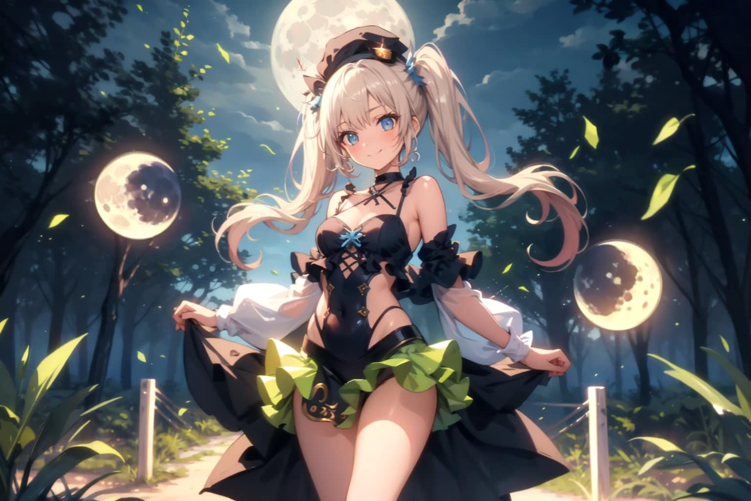 夜の森の妖しい魔法少女 | の人気AIイラスト・グラビア