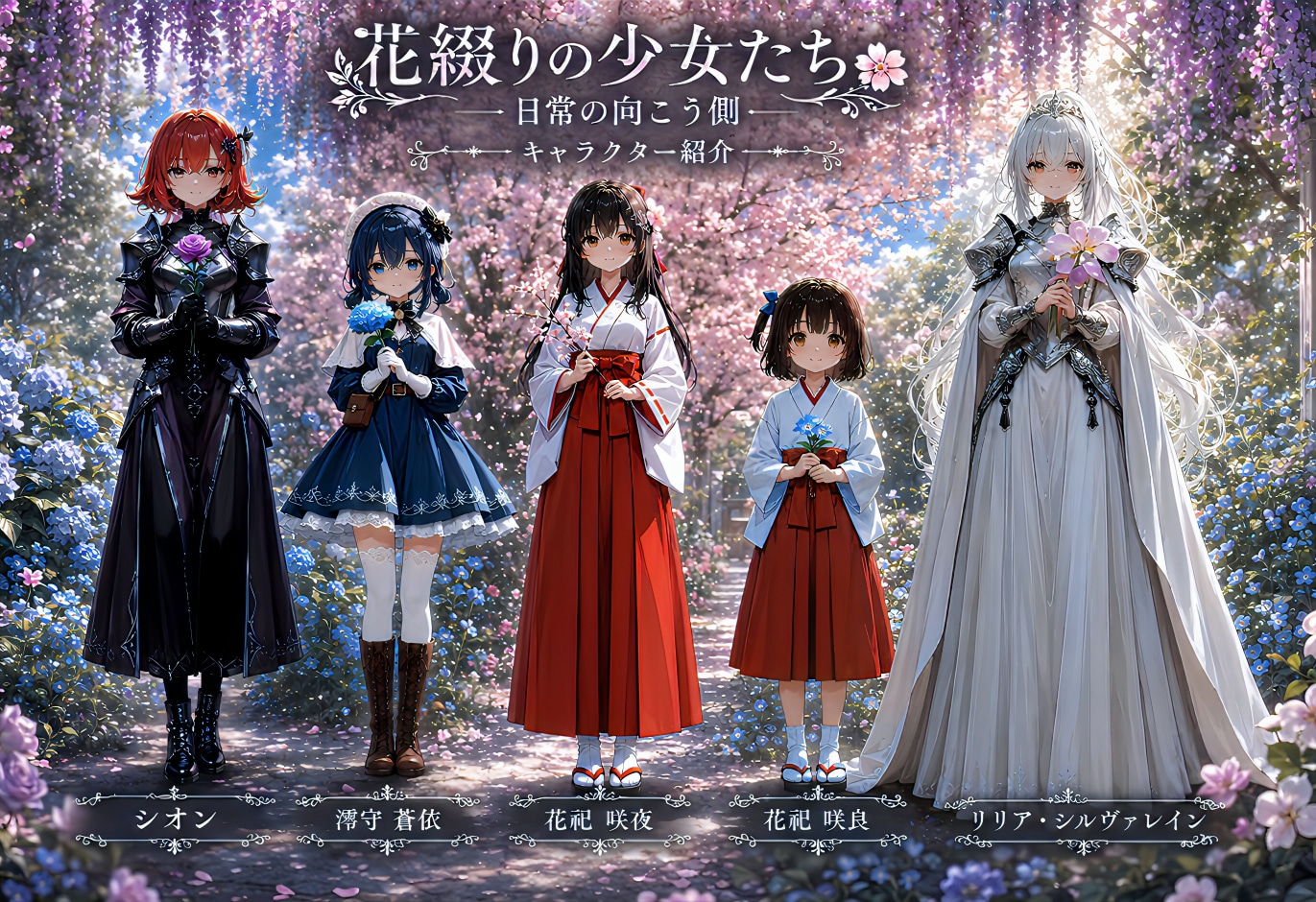 花綴りの少女たち ―キャラクター紹介― | の人気AIイラスト・グラビア