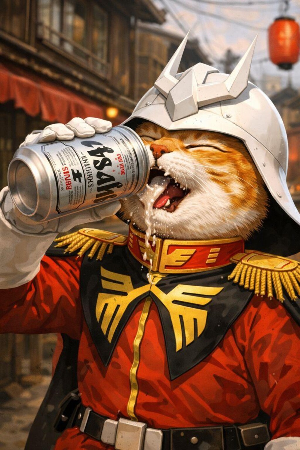 赤い彗星猫、下町に現る。