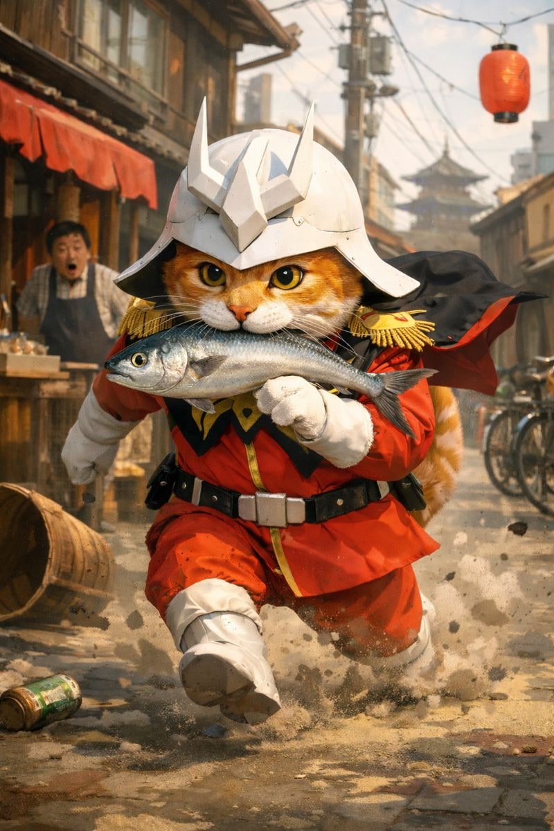 赤い彗星猫、下町に現る。 | の人気AIイラスト・グラビア