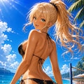 金髪美女のビキニで後ろ姿 2枚目