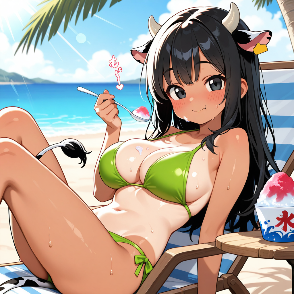 緑のビキニのほるすたいんちゃん♡