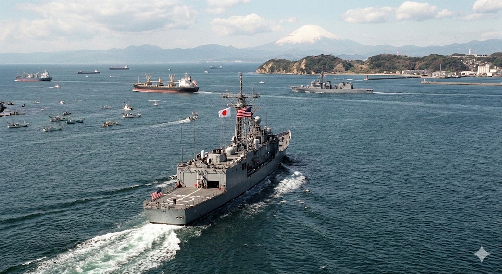 浦賀水道を通過するUSNペリー