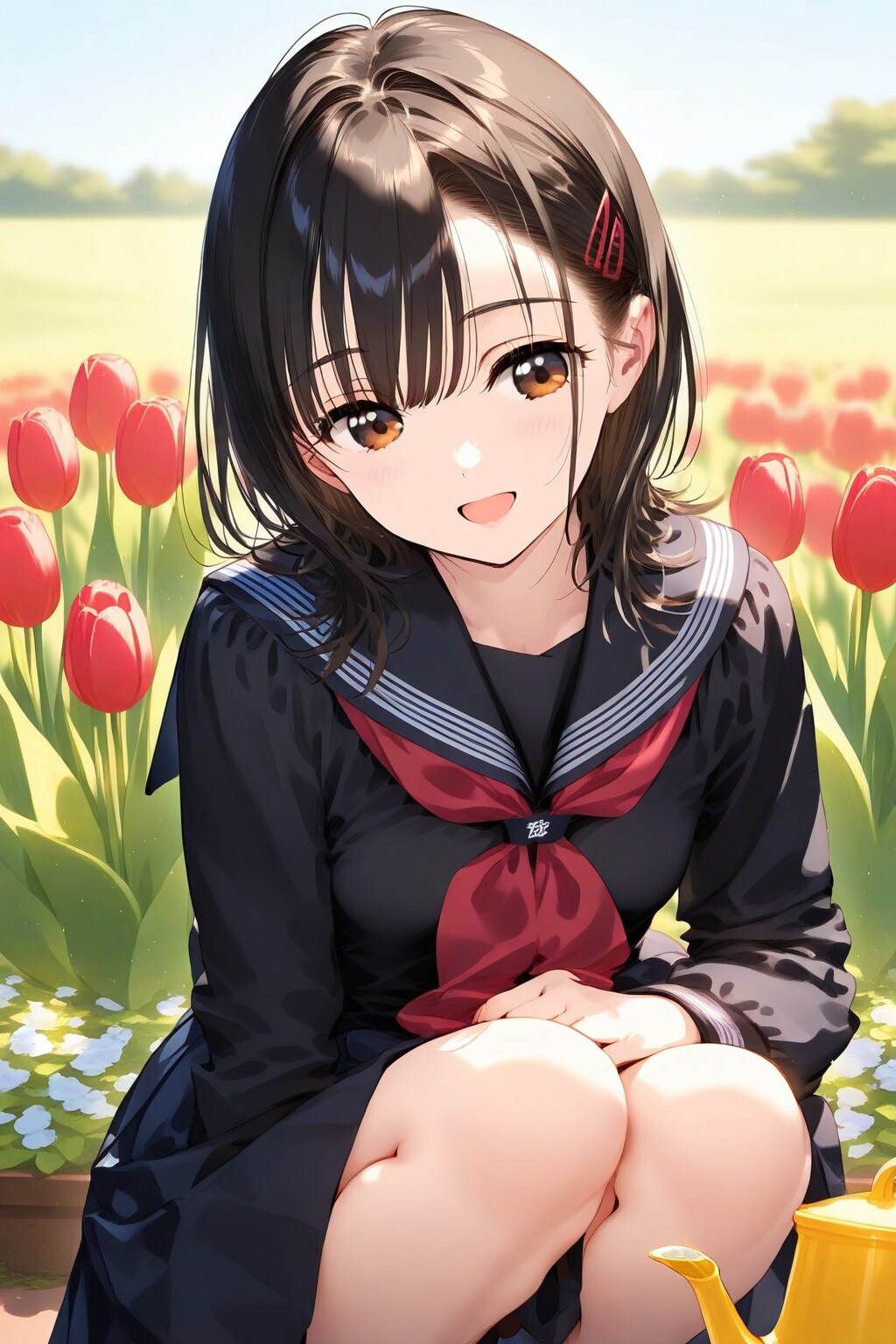 チューリップの咲く花壇