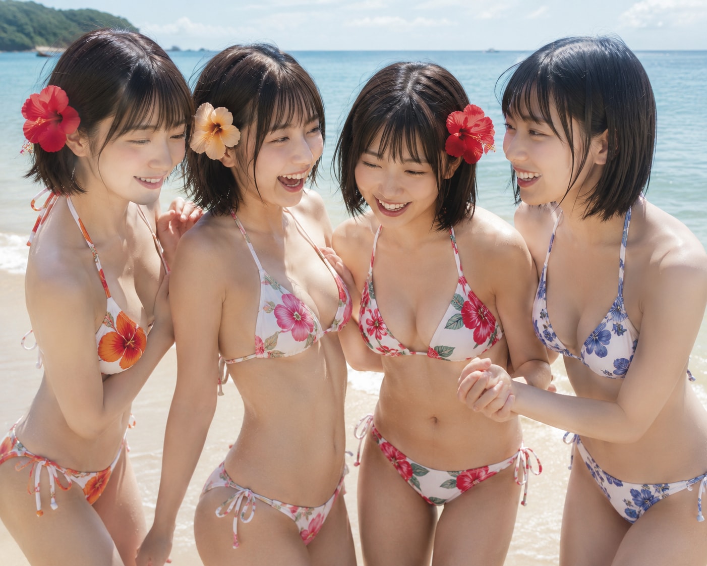 ハイビスカス柄のビキニ
