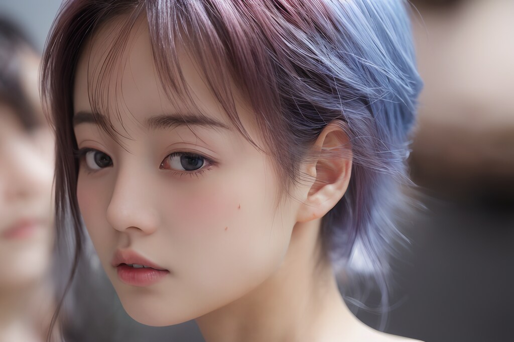 インナーカラー？メッシュ？な女の子