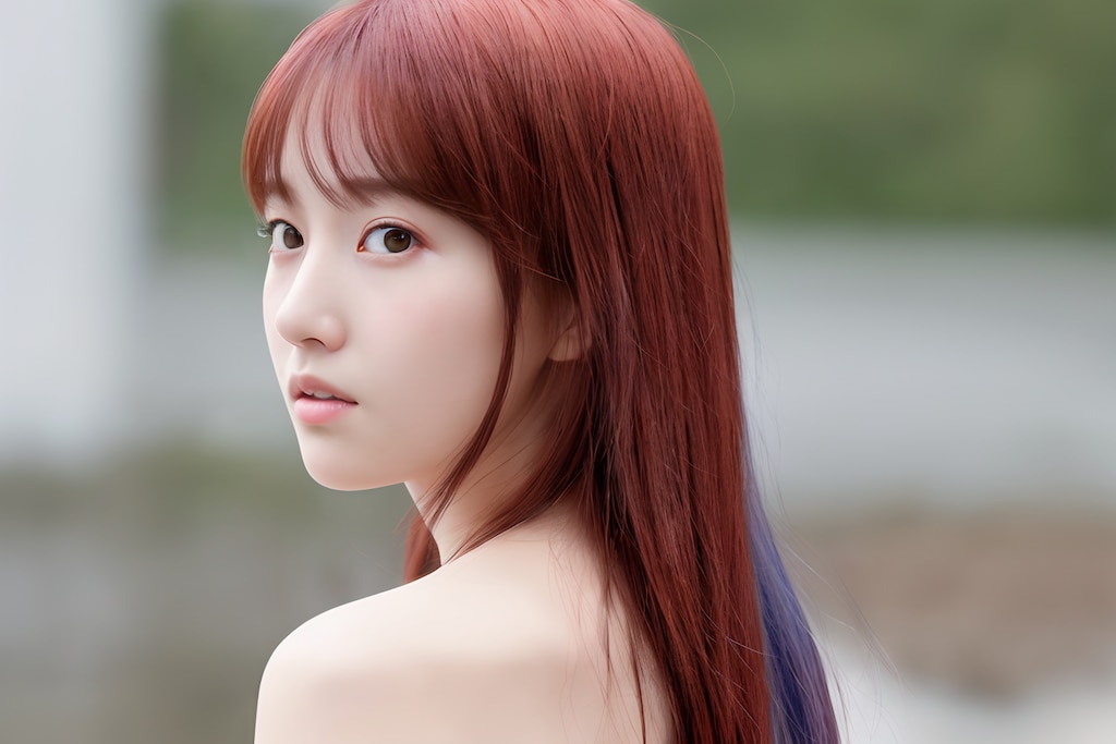 インナーカラー？メッシュ？な女の子