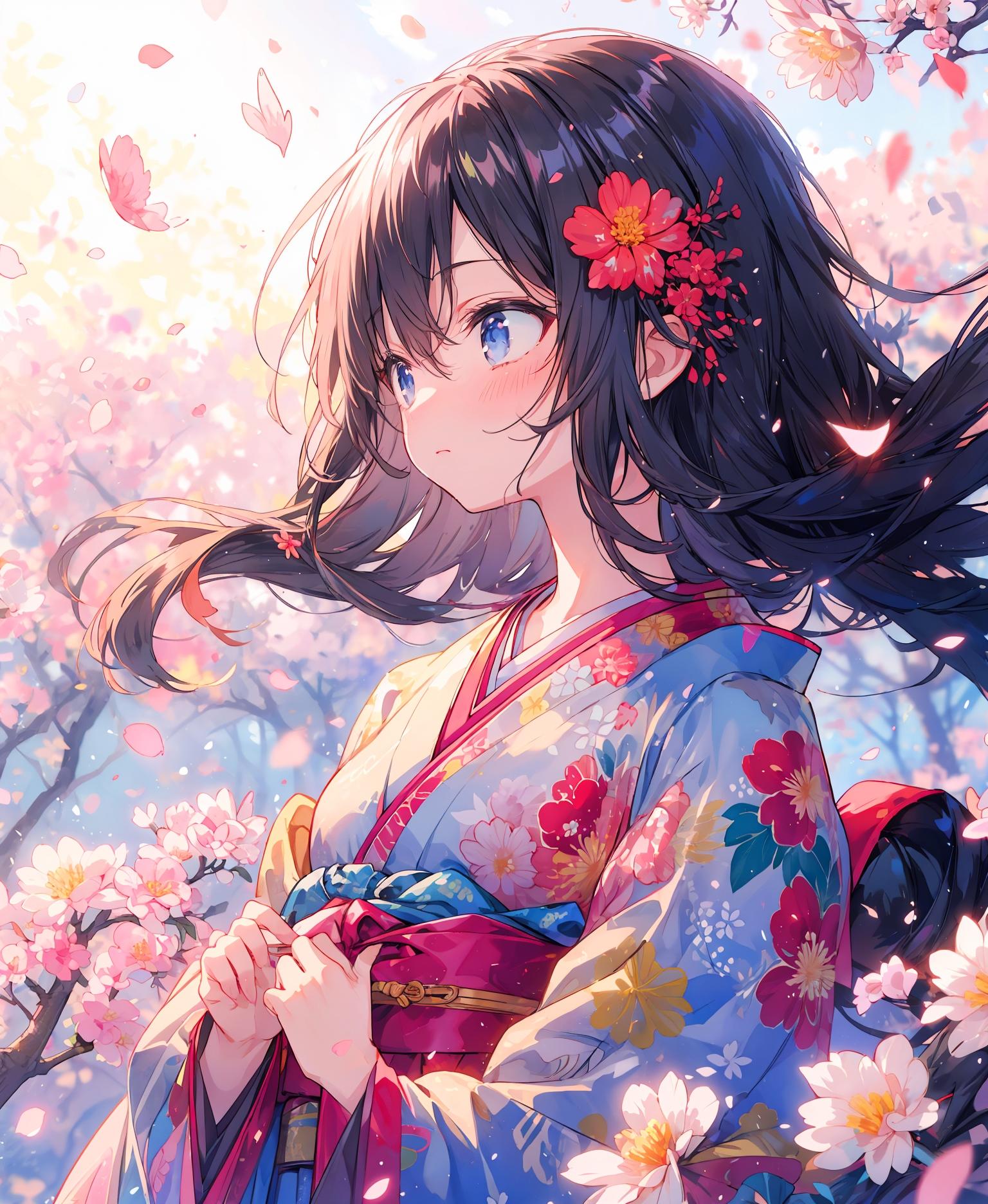 黒髪の着物少女