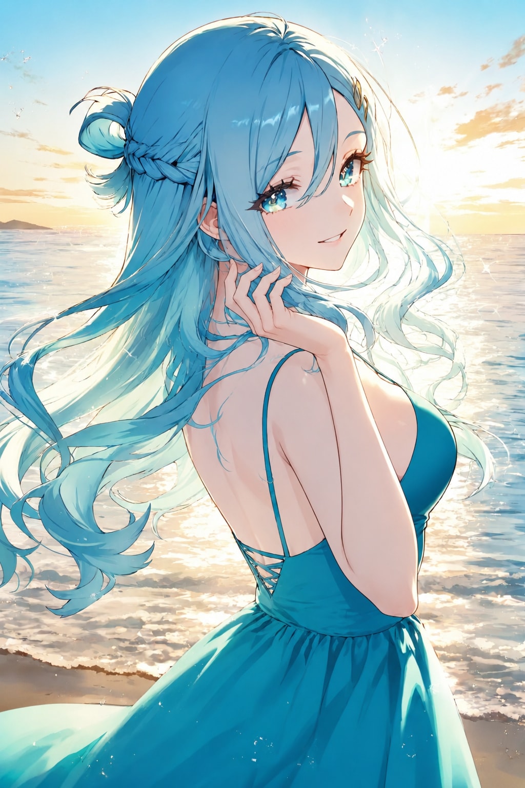 青髪の美少女