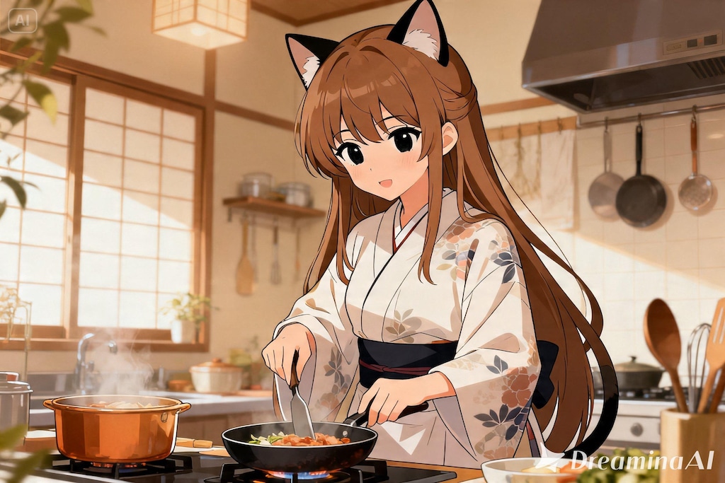 料理をするみことちゃん