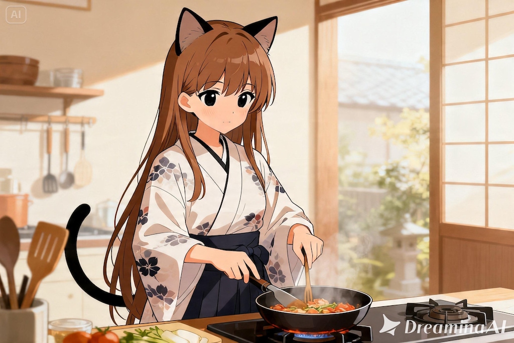 料理をするみことちゃん