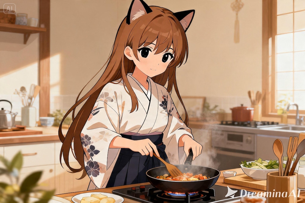 料理をするみことちゃん