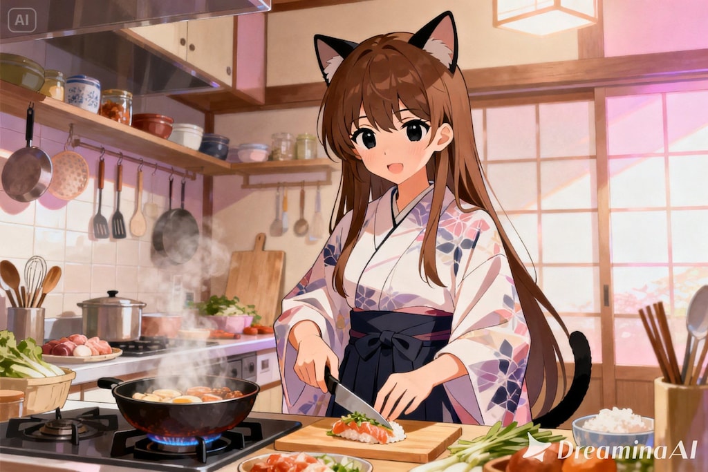 料理をするみことちゃん