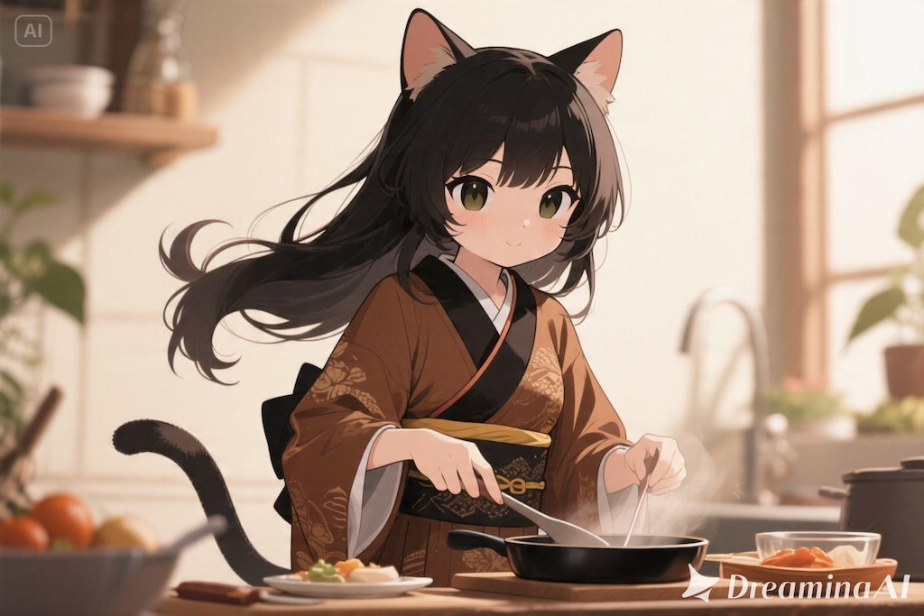 料理をするみことちゃん