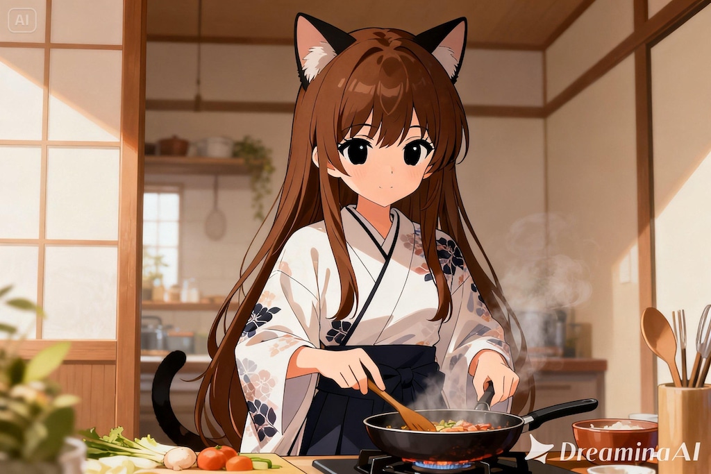 料理をするみことちゃん