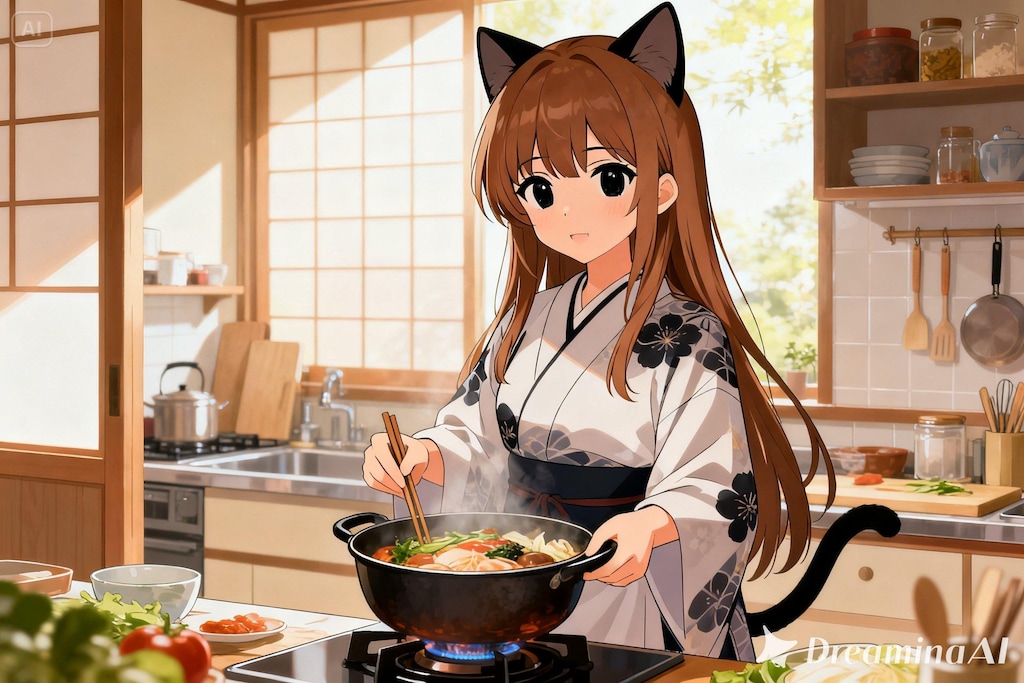 料理をするみことちゃん