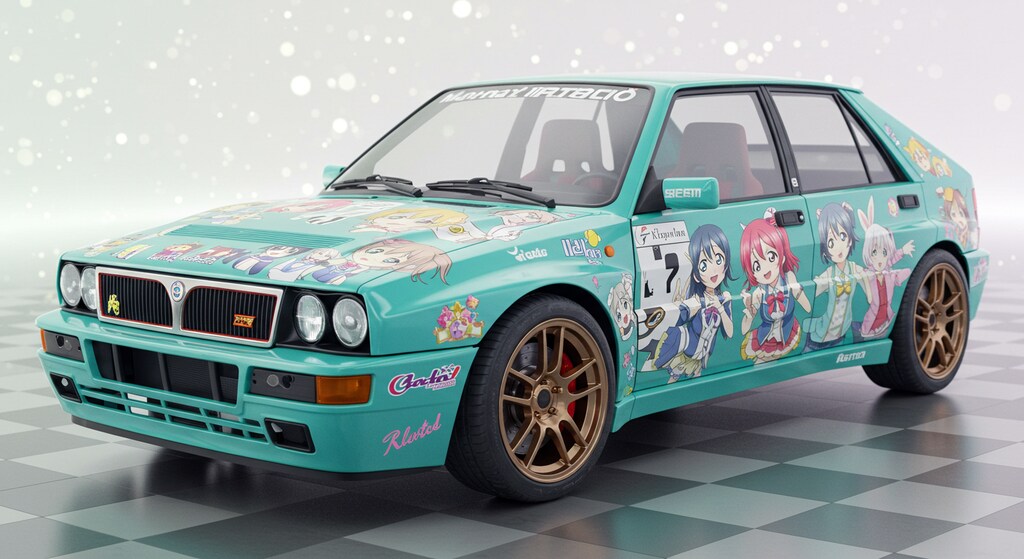 アニメキャラとランチアデルタ