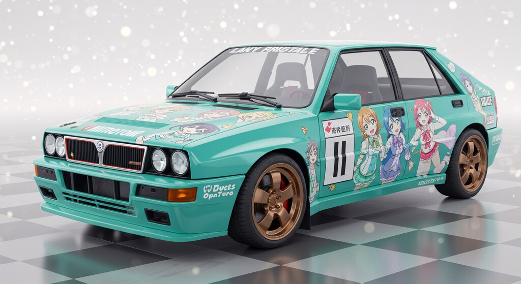 アニメキャラとランチアデルタ