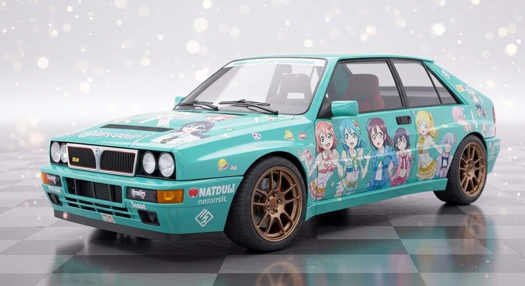 アニメキャラとランチアデルタ