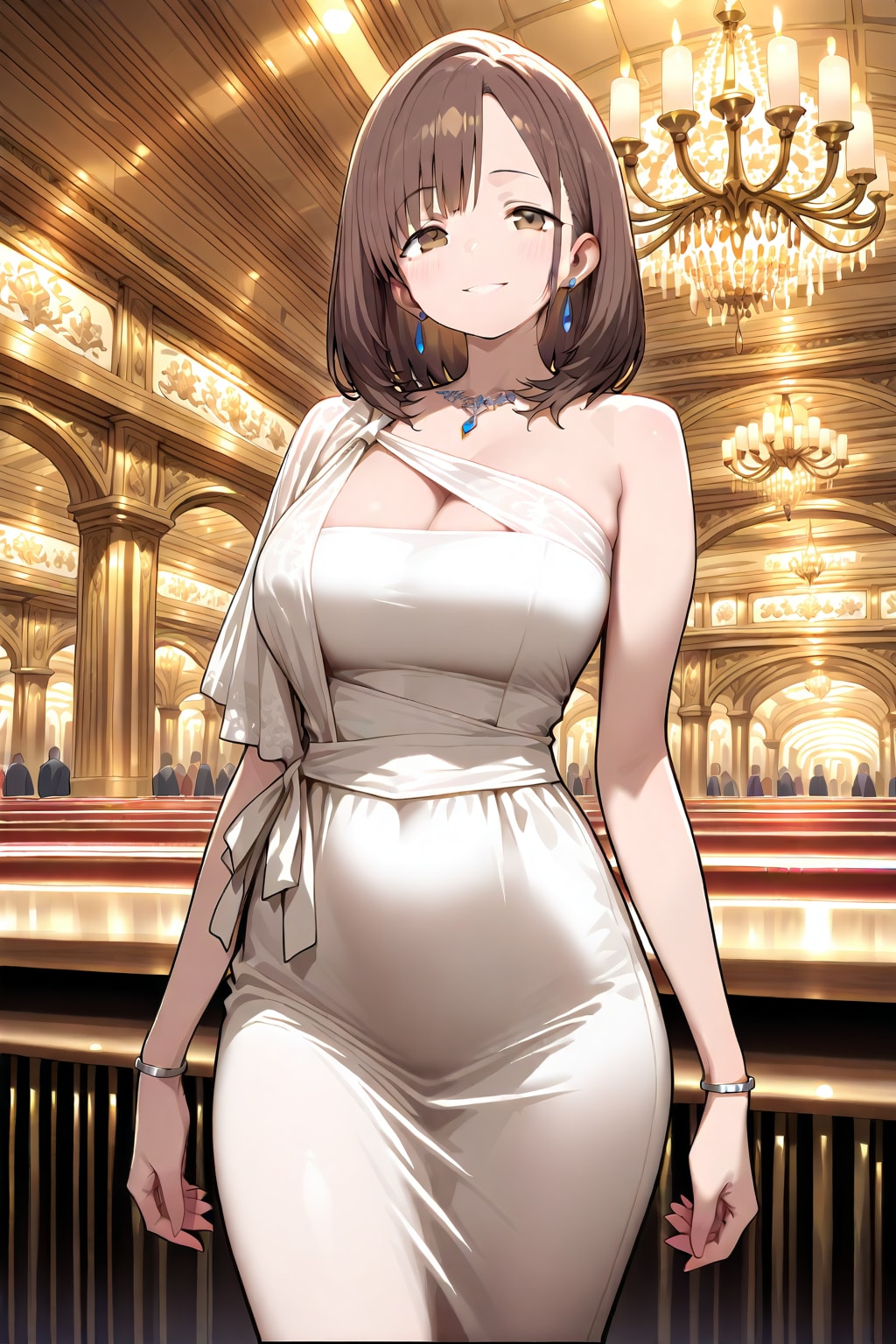 ワンショルダーのドレス