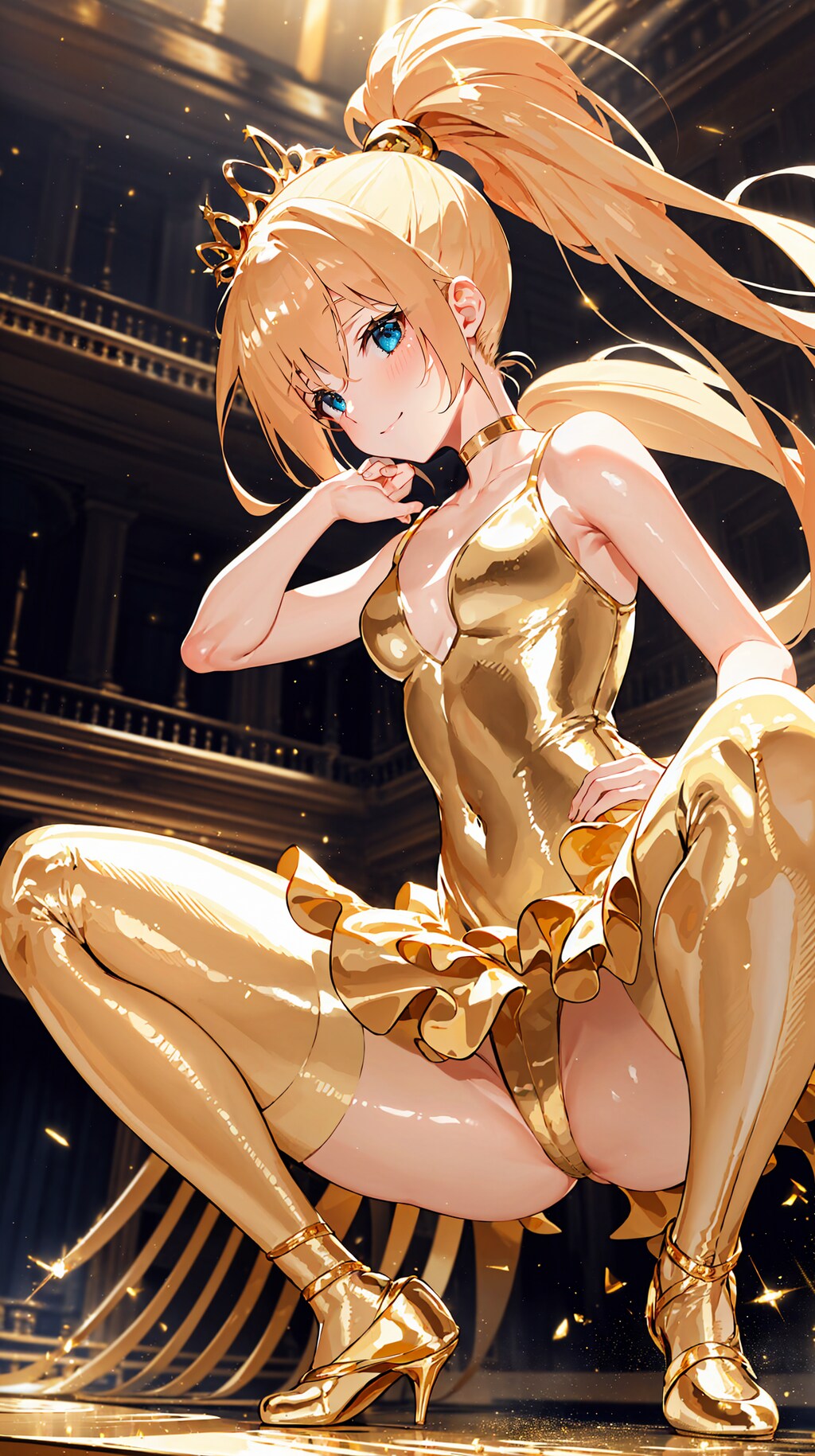 今日のしゃがみ金色バレリーナさん 8/29