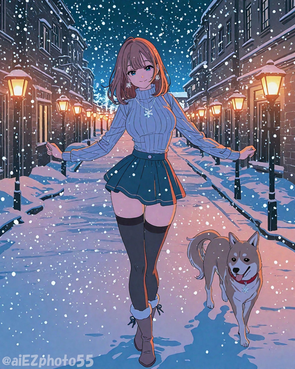 愛犬と雪散歩