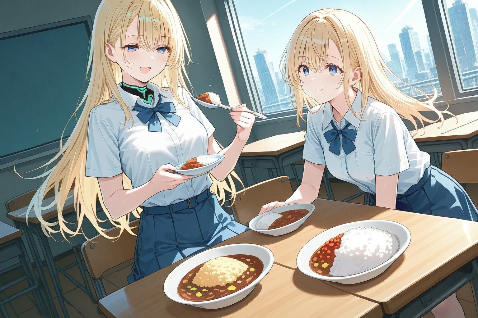 金髪さんカレーを食べる 2 | の人気AIイラスト・グラビア
