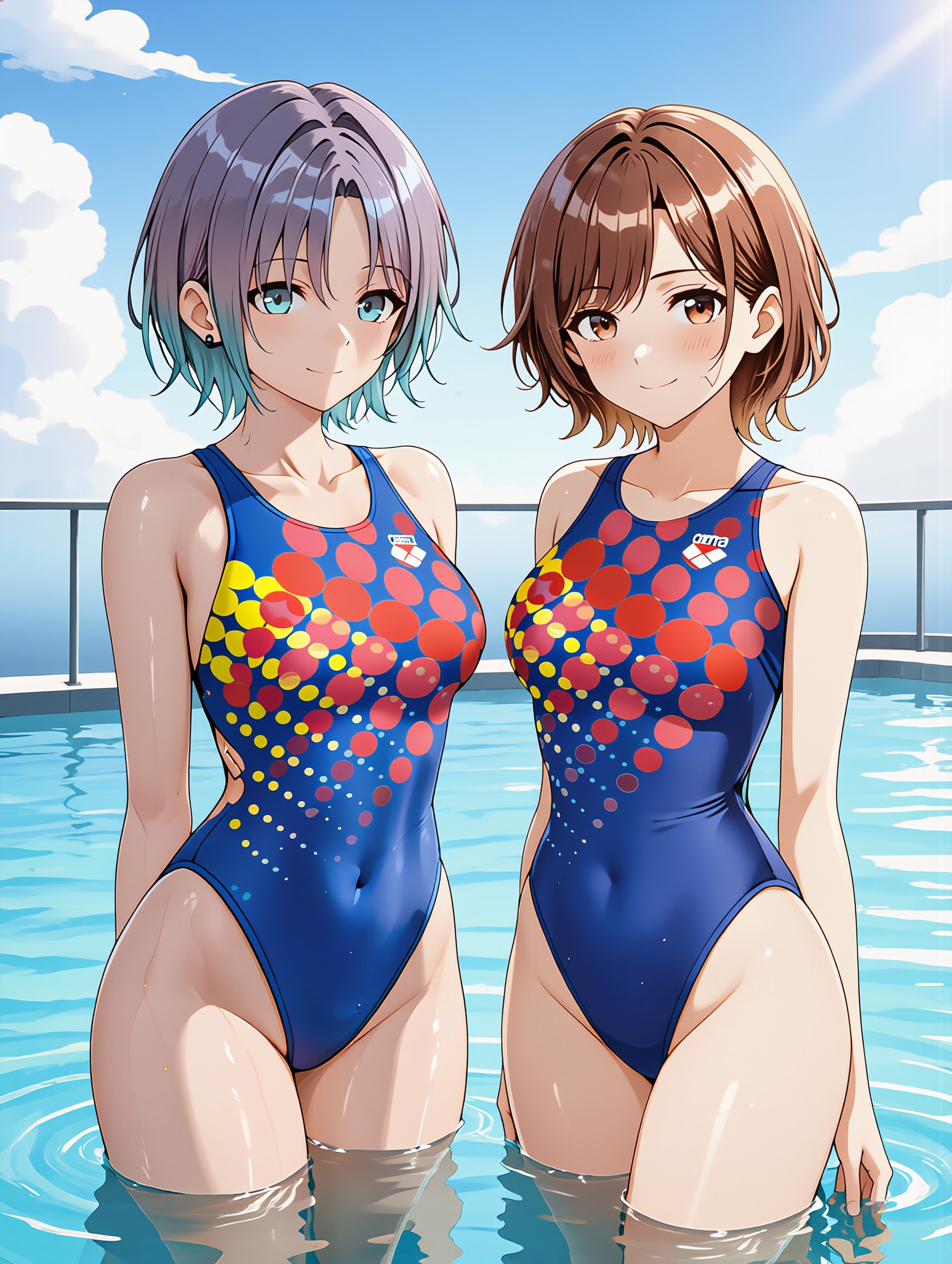 浅倉透と樋口円香の競泳水着姿