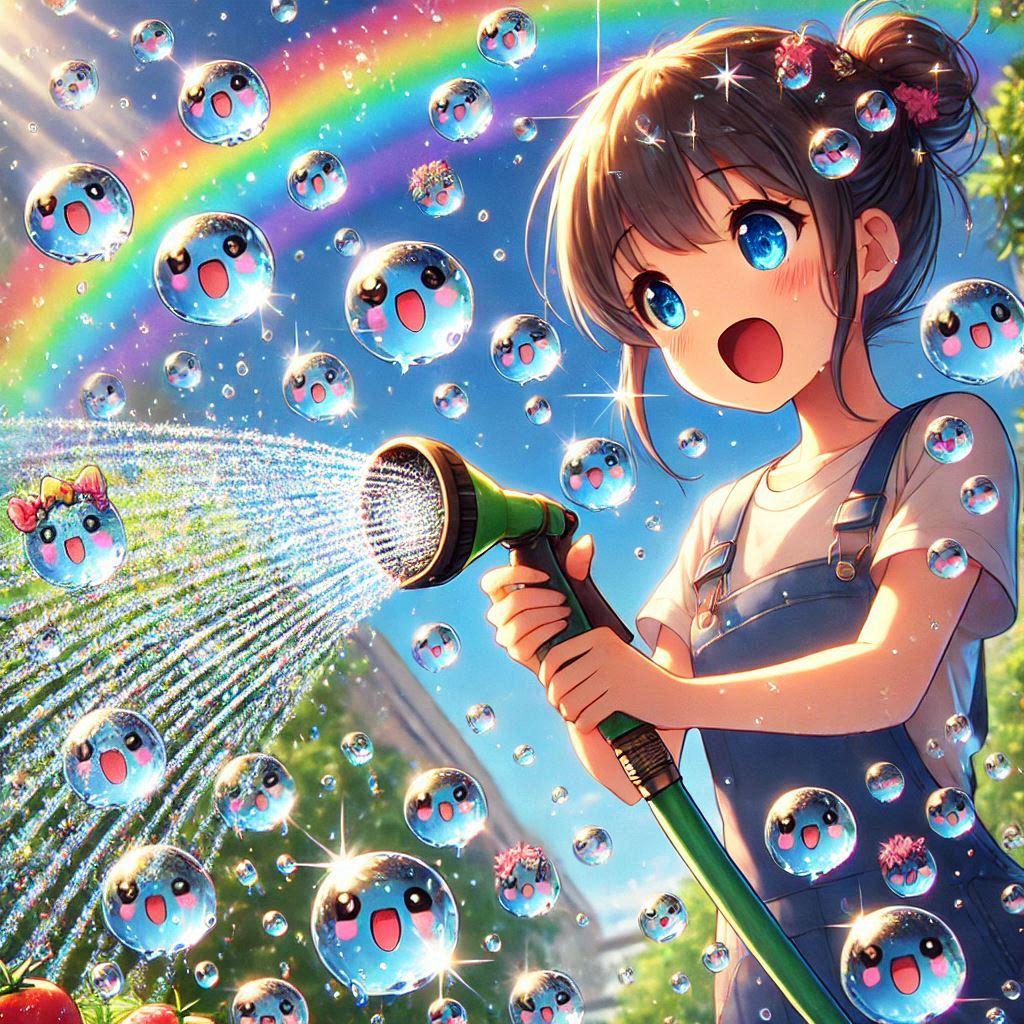 水の戯れ７・水撒き少女