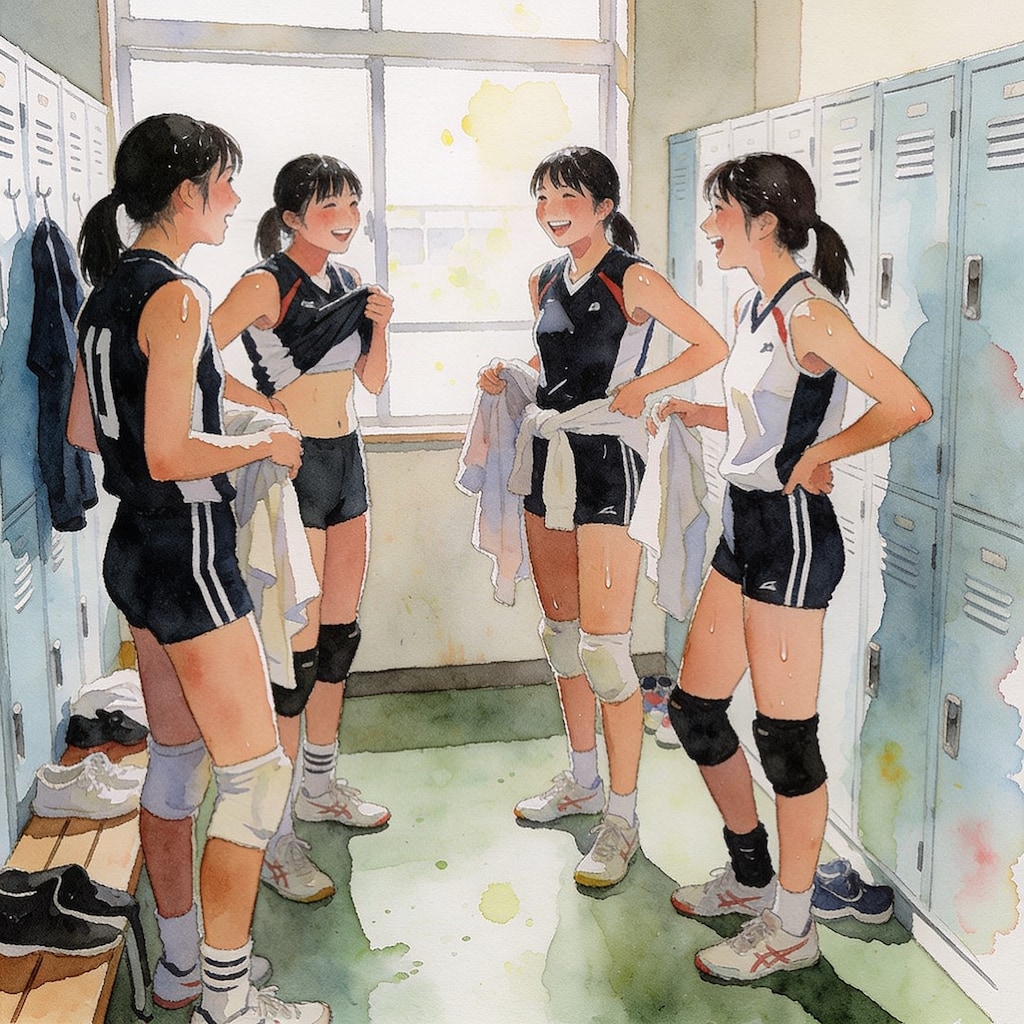 女子バレー部部室（練習直後）
