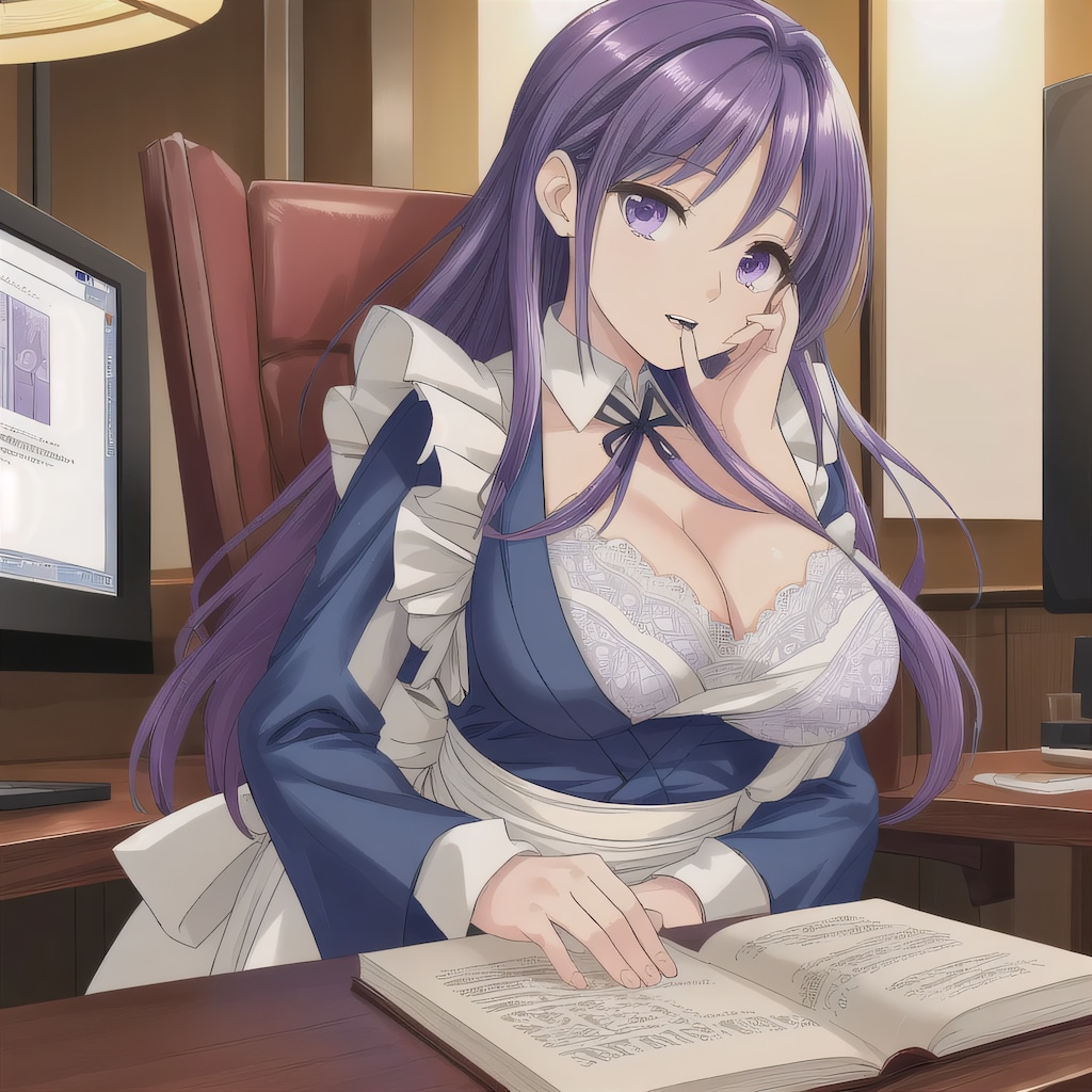 紫髪ロングで漫画喫茶の少女１０