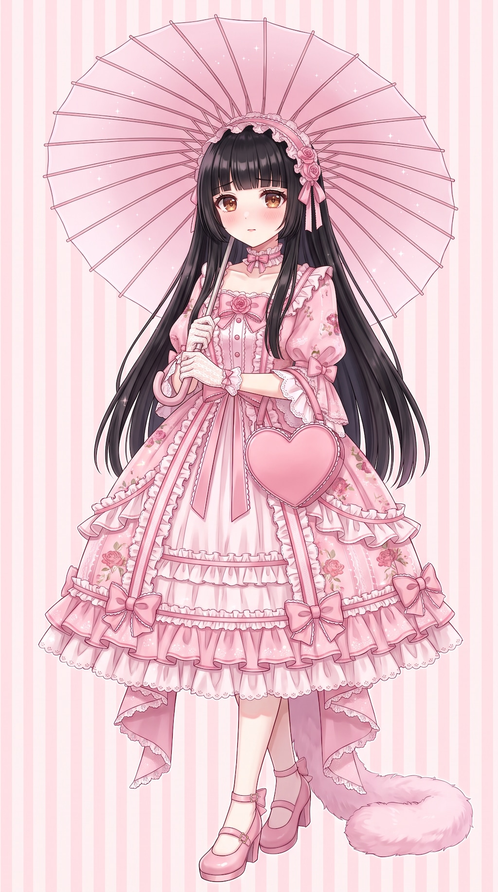 桜霞傘舞少女