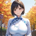 紅葉とアオザイ 2枚目