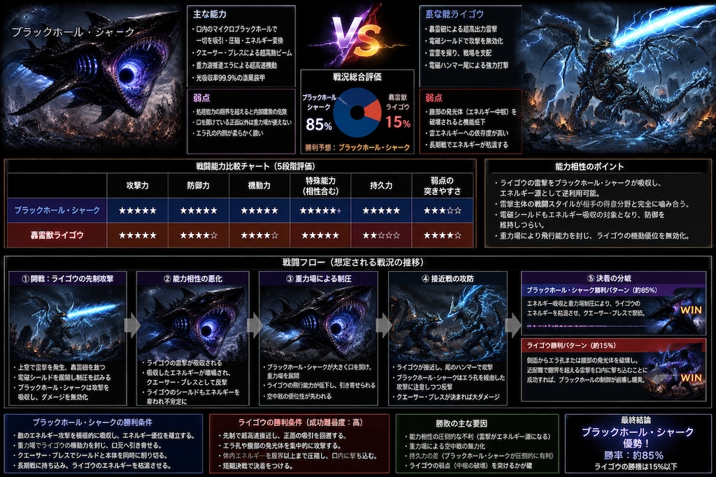 【速報】ブラックホール・シャーク　vs　轟雷獣ライゴウ　戦闘詳報