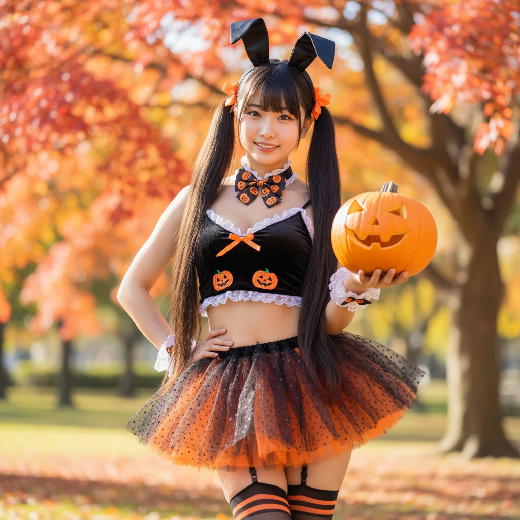 黒ツイさん。ハロウィン。うさ耳。紅葉