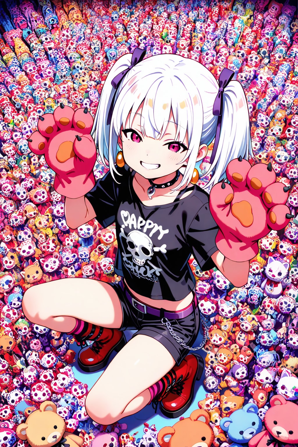 ぬいぐるみと白髪ちゃん