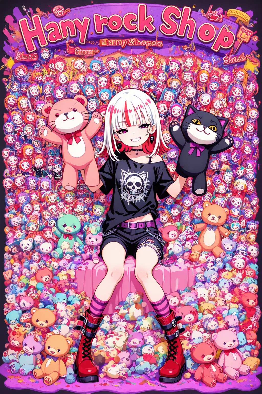 ぬいぐるみと白髪ちゃん