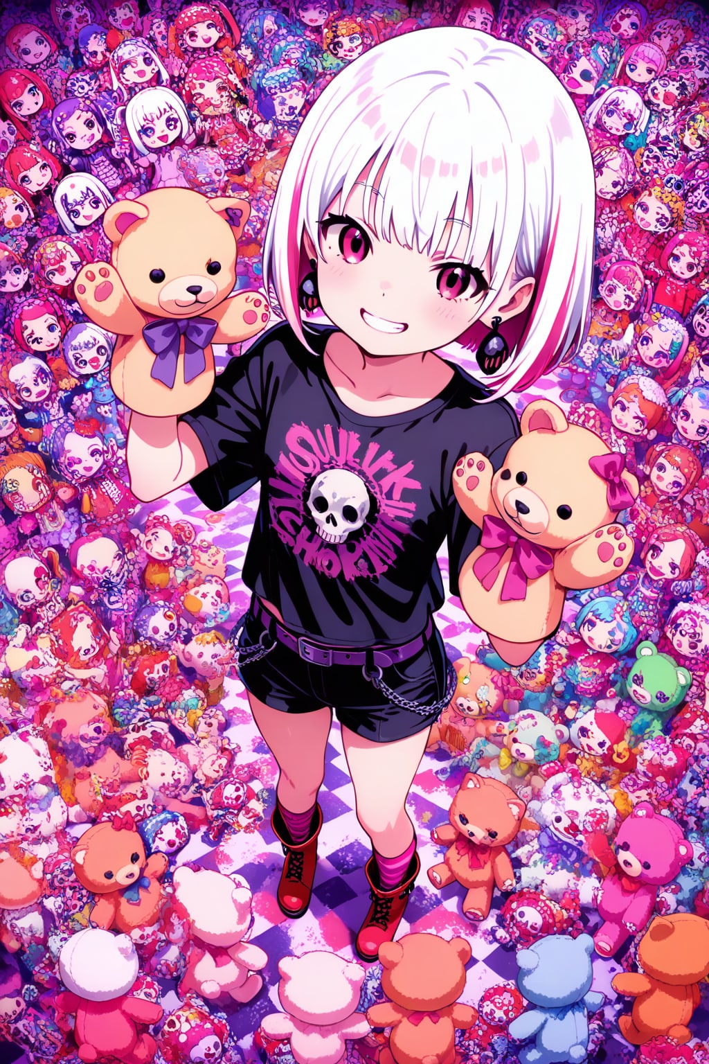 ぬいぐるみと白髪ちゃん