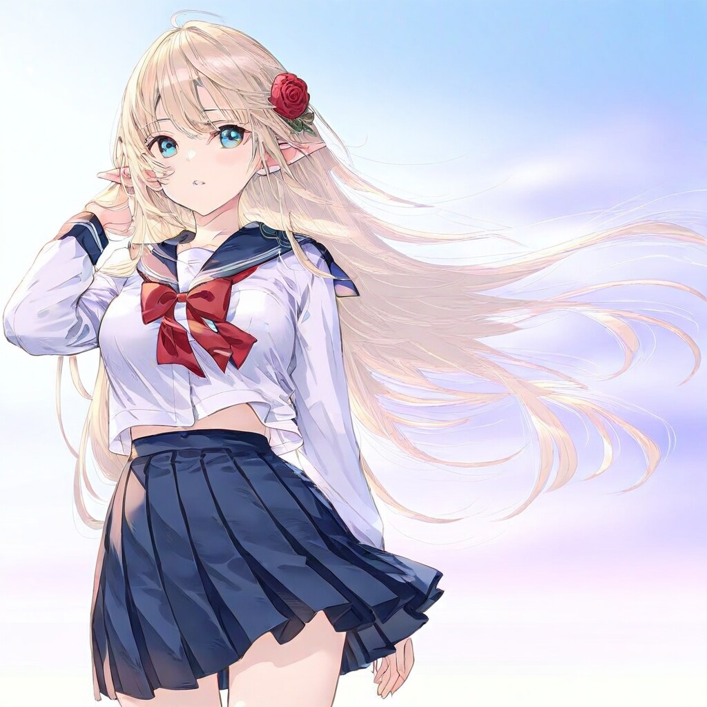 春風に揺れるスクールガールの微笑み